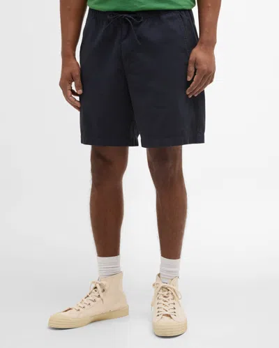 Barbour Washed Oxford Relaxed Mens Shorts In Blue