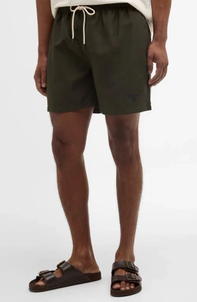 Barbour Water Reactive 3.5 Tartan Swim Shorts In Green