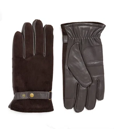Barbour Waterproof Leather Nelson Gloves In Brown