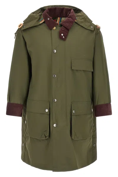 Barbour X Paul Smith Corduroy-collar Parka In Green