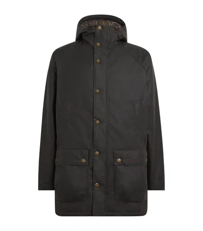 Barbour Wax Bedale Parka Coat In Black