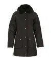 Barbour Wax-coated Buttoned-up Coat In Black
