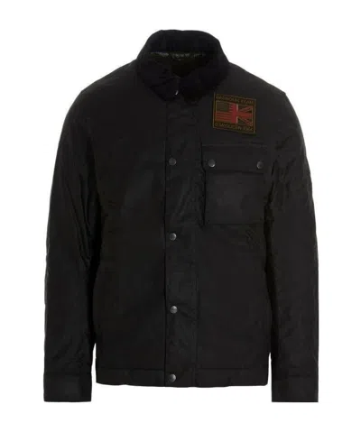 Barbour Wax-effect Field Jacket In Black