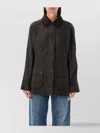 Barbour Womens Sage Beadnell Tartan-lined Waxed-cotton Jacket