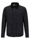 Barbour Collared Waxed Cotton Jacket And Pockets In Black