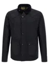 Barbour Collared Waxed Cotton Jacket And Pockets In Black