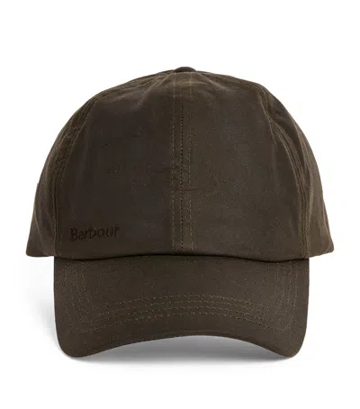 Barbour Wax Sports Baseball Cap In Green