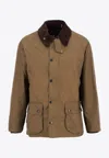 Barbour Corduroy-collar Waxed Jacket In Brown