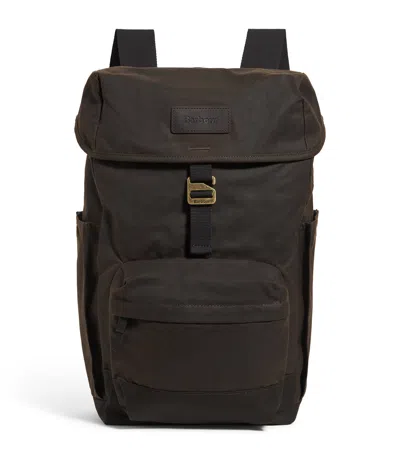 Barbour Waxed-cotton Backpack In Green
