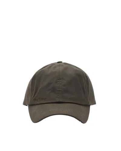 Barbour Waxed Cotton Baseball Cap In Olive