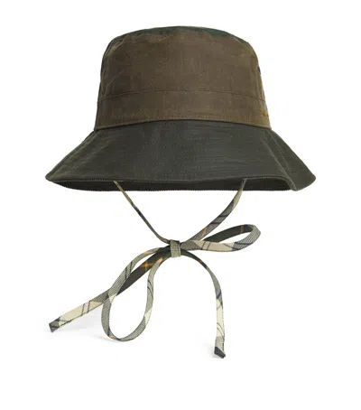 Barbour Waxed Cotton Brackley Bucket Hat In Green