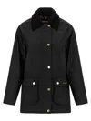 Barbour Waxed Cotton Casual Jacket With Corduroy Collar In Black