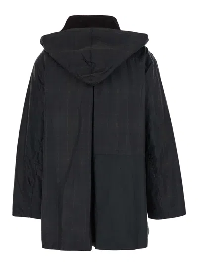 Barbour Waxed Cotton Coat In Black