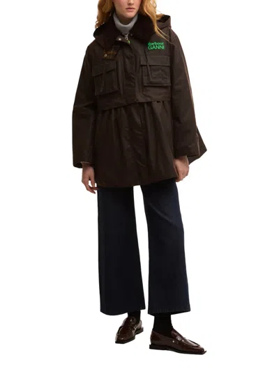 Barbour Waxed Cotton Coat In Brown