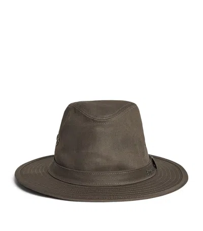 Barbour Waxed Cotton Dawson Safari Hat In Brown