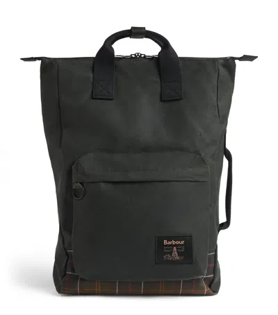 Barbour Waxed Cotton Field Backpack In Green