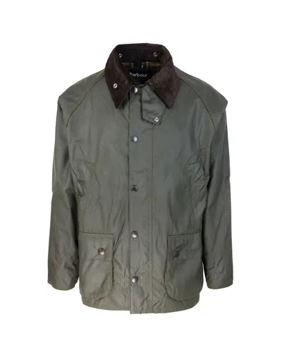 Barbour Waxed Cotton Field Jacket In Green
