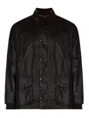 Barbour Faux-leather Snap-button Jacket In Black