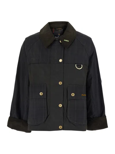 Barbour Waxed Cotton Jacket In Green