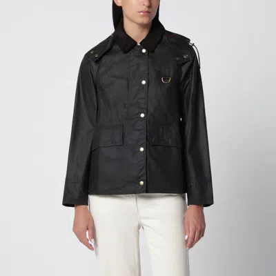 Barbour Waxed Cotton Mini Jacket For Women In Black