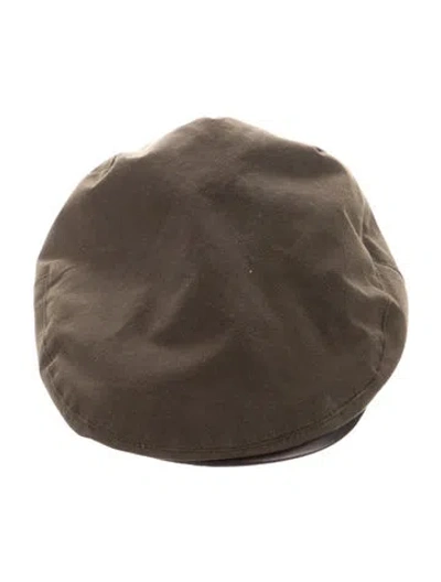 Pre-owned Barbour Waxed Cotton Newsboy Cap In Brown