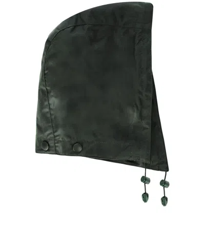 Barbour Waxed Cotton Sage Green Hood In Black