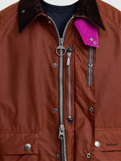Barbour Waxed Cotton Single Breasted Coat In Brown