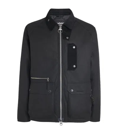 Barbour Waxed Cotton Tract Jacket In Black