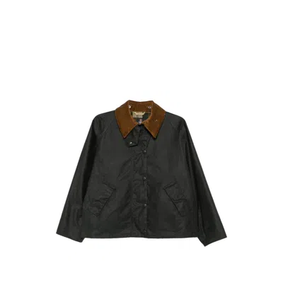 Barbour Waxed Cotton With Corduroy Collar Jacket In Black