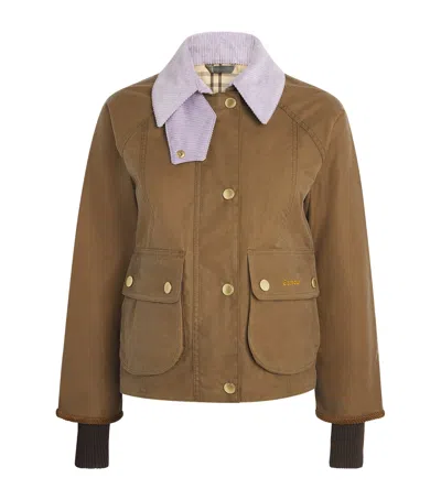 Barbour Waxed Cropped Beadnell Jacket In Brown