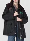 Barbour X Ganni Green Hood Ttn Duffle Wax Cotton Jacket In Black