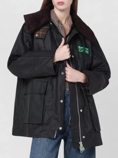 BARBOUR WAXED DUFFLE COAT TARTAN HOOD POCKETS