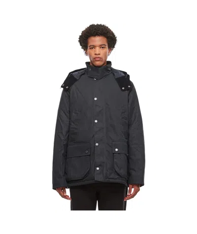 Barbour Waxed-effect Parka Jacket In Black