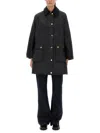 Barbour Long Jacket Flap Pockets In Black