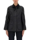 Barbour Collared Long Sleeve Coat And Pockets In Black