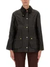 Barbour Buttoned Waxed Jacket In Black
