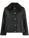 Barbour Oversized Jacket With Corduroy Collar In Black