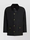 Barbour Waxed Jacket Featuring Corduroy Collar In Black