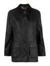Barbour Waxed Jacket With A Classic Collar In Black