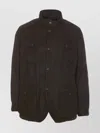 Barbour Waxed Jacket With Elbow Patches And High Neck