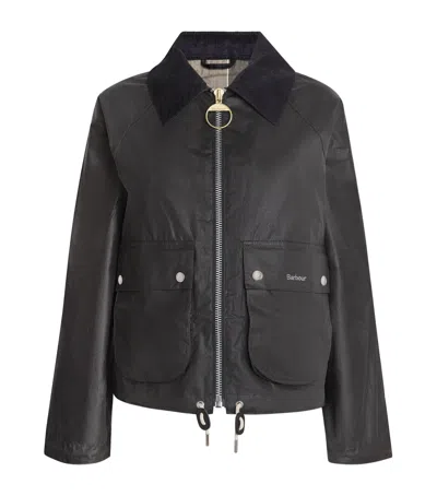 Barbour Waxed Marron Jacket In Black
