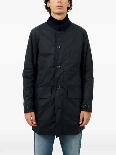 Barbour Waxed-cotton Corduroy-collar Coat In Black