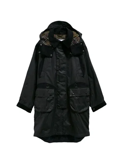 Barbour Waxed-cotton Hooded Jacket In Black