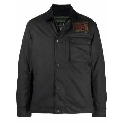 Barbour Wax-effect Field Jacket In Black