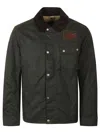 Barbour Weather-resistant Waxed Cotton Jacket With Corduroy Collar In Black