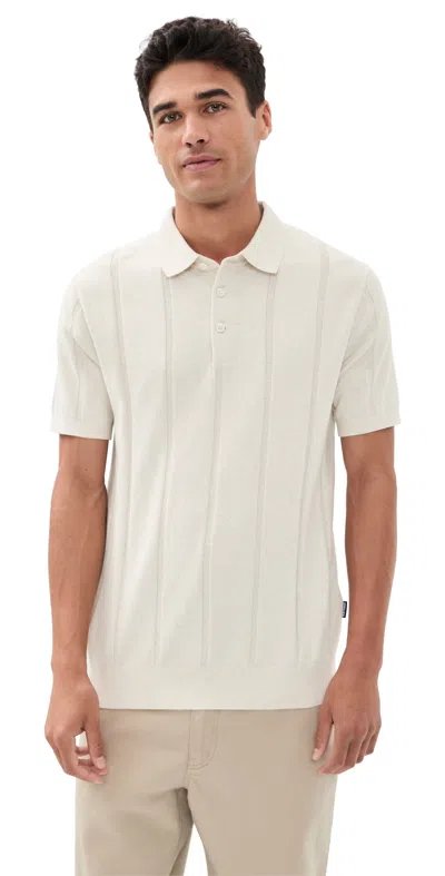 Barbour Wellburn Knitted Polo Shirt Oatmeal In Brown