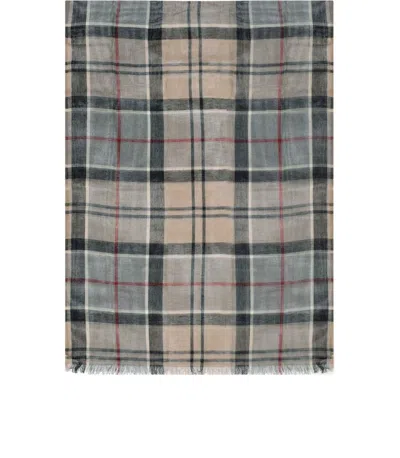 Barbour Welton Tartan Grey Beige Scarf