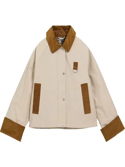 Barbour Corduroy-trimmed Quilted Jacket In Neutral