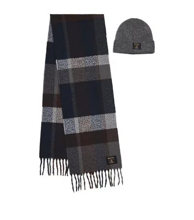 Barbour Westerdale Beanie And Scarf Gift Set In Brown