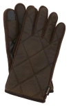 Barbour Westerndale Quilted Touchscreen Gloves In Brown